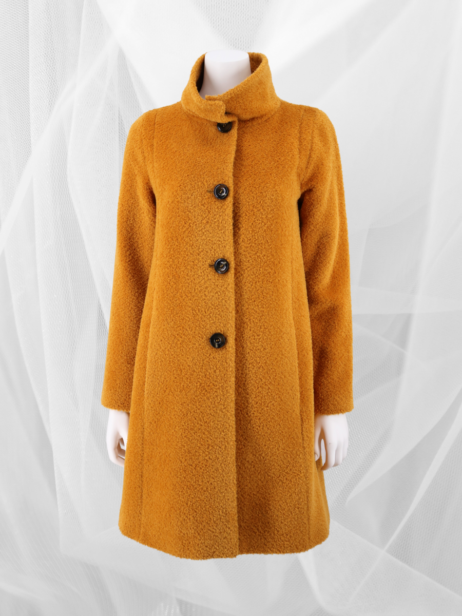 Baby SURI Alpaca high collar coat in saffron  QINTI The Peruvian Shop