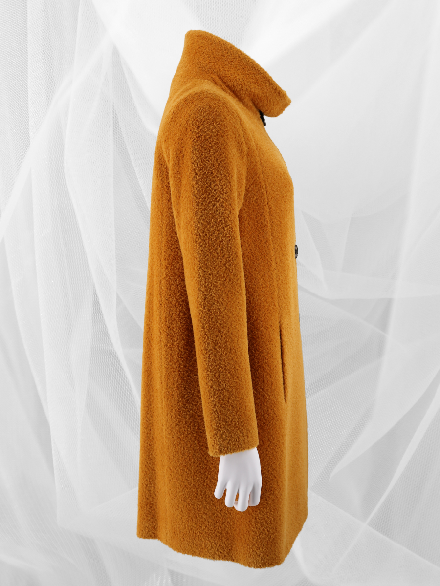 Baby SURI Alpaca high collar coat in saffron  QINTI The Peruvian Shop