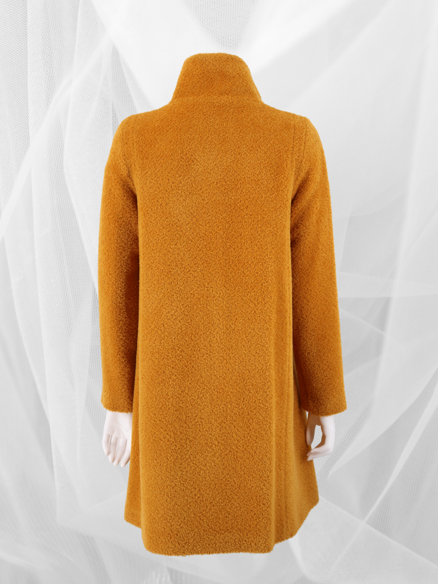 Baby SURI Alpaca high collar coat in saffron  QINTI The Peruvian Shop