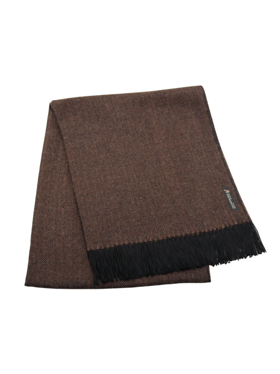 Baby Alpaca Geometric Throw Blanket BlackBrown - QINTI The Peruvian Shop