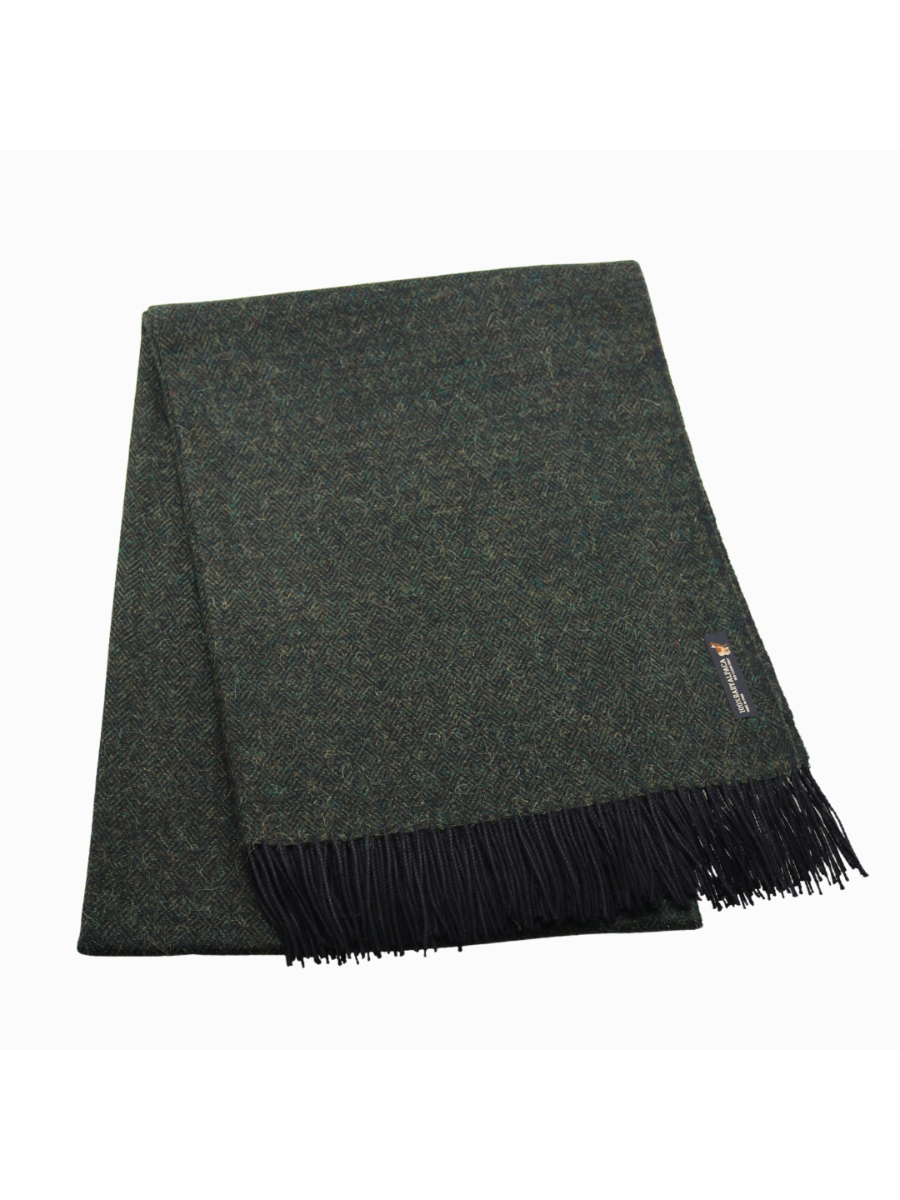 Baby Alpaca Geometric Throw Blanket BlackGreen - QINTI The Peruvian Shop