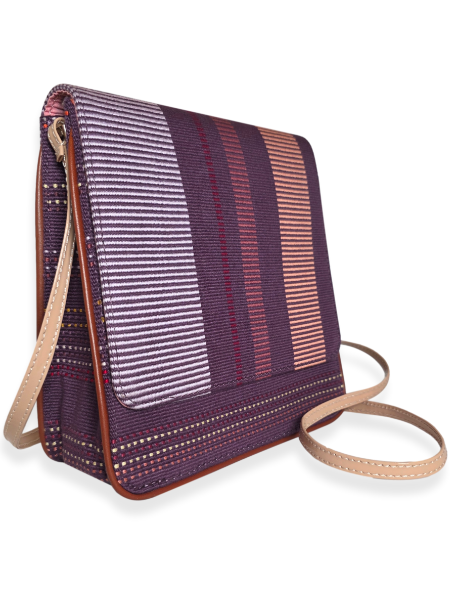 Handwoven KUSKAYA Crossbody Handbag Purple - QintiPeru.com