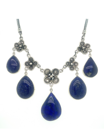 Sterling silver & Lapis Lazuli Teardrop Necklace - QINTI The Peruvian Shop