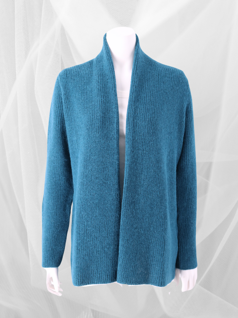 Baby Alpaca MILA Shawl Collar Cardigan - Teal - Qinti - The Peruvian Shop