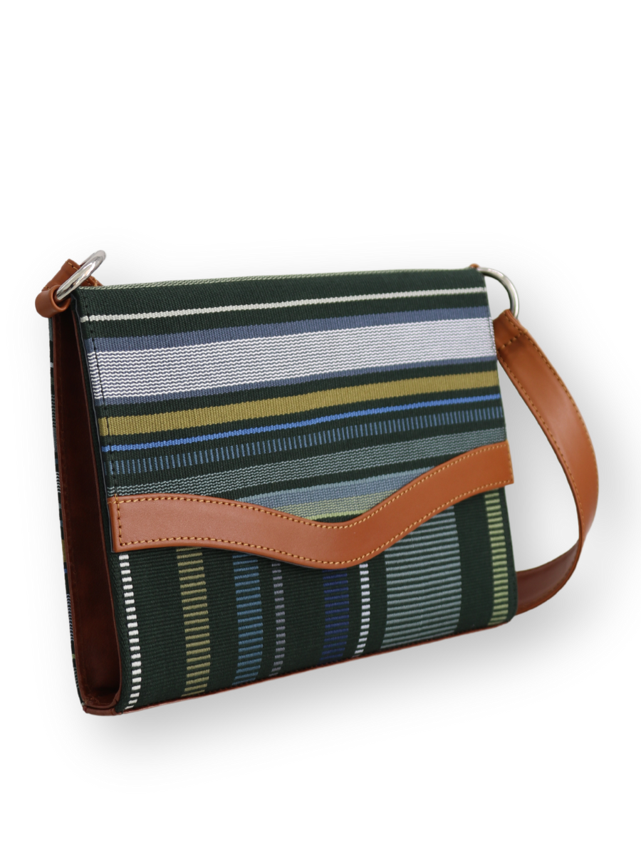 KUSKAYA handwoven Onda handbag with leather - QINTI The Peruvian Shop