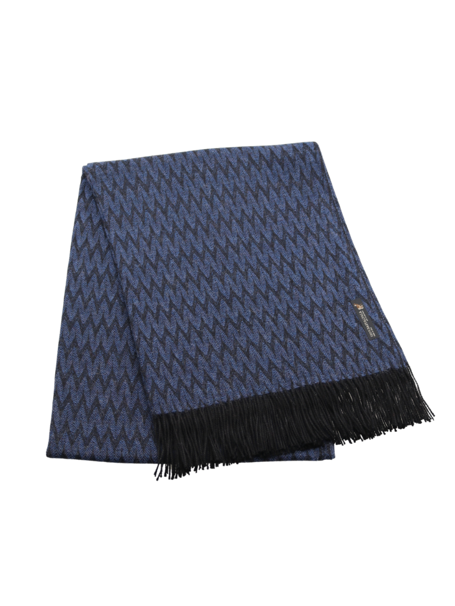 Baby Alpaca Chevron Throw Blanket Blue Black - QINTI The Peruvian Shop