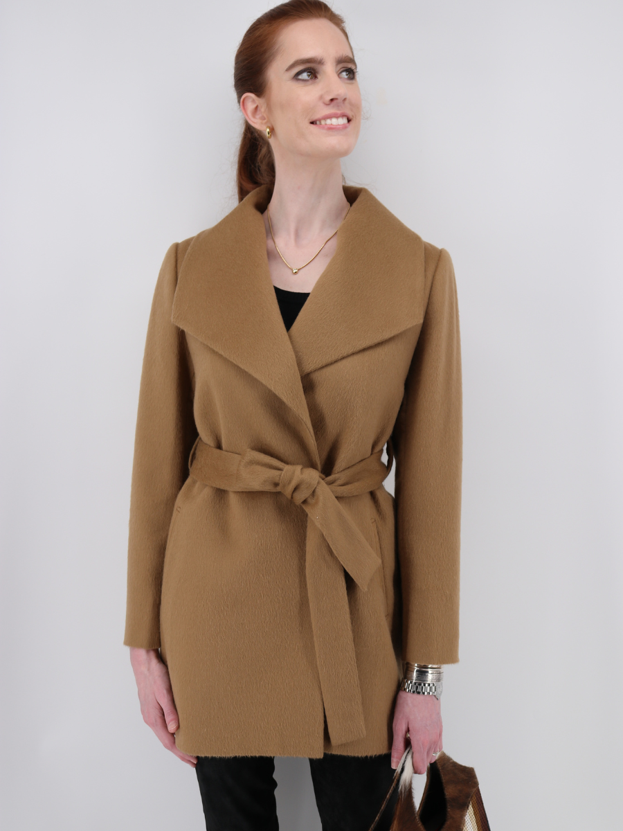 Women's Shawl Collar Wrap Coat - Short-Length - Qinti - The Peruvian Shop