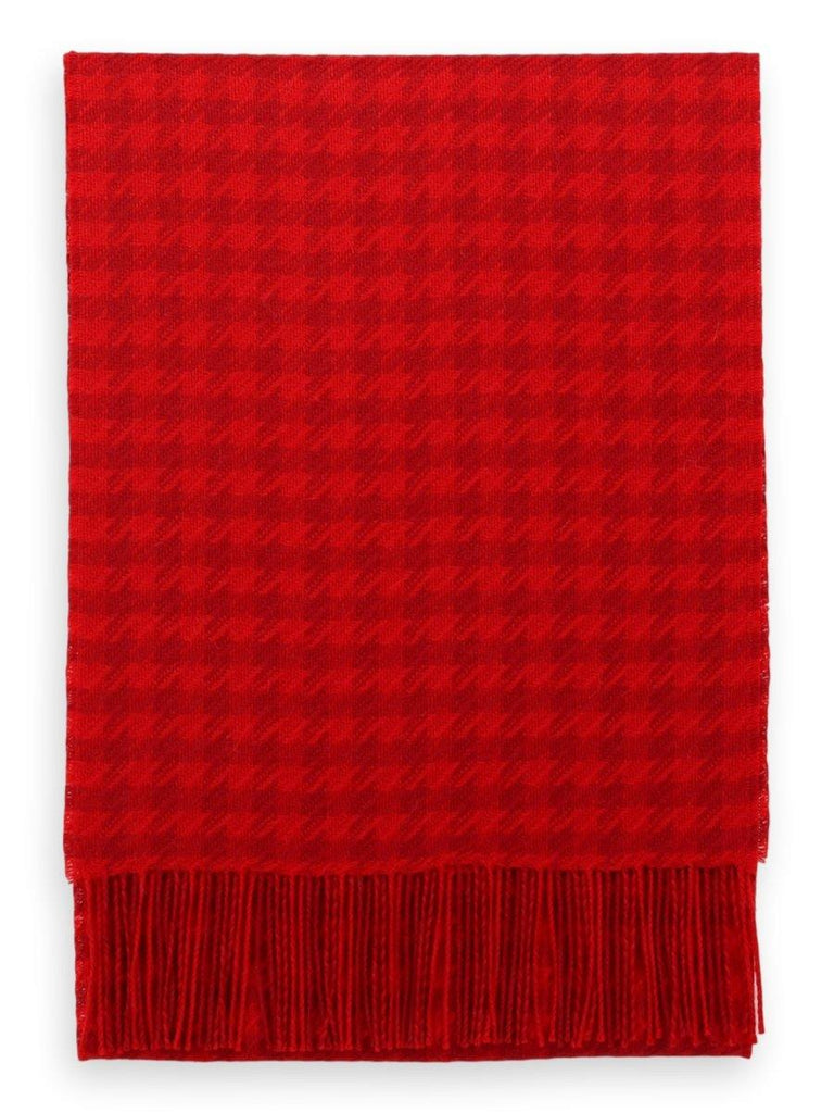 100% Baby Alpaca Scarf - Houndstooth - Red