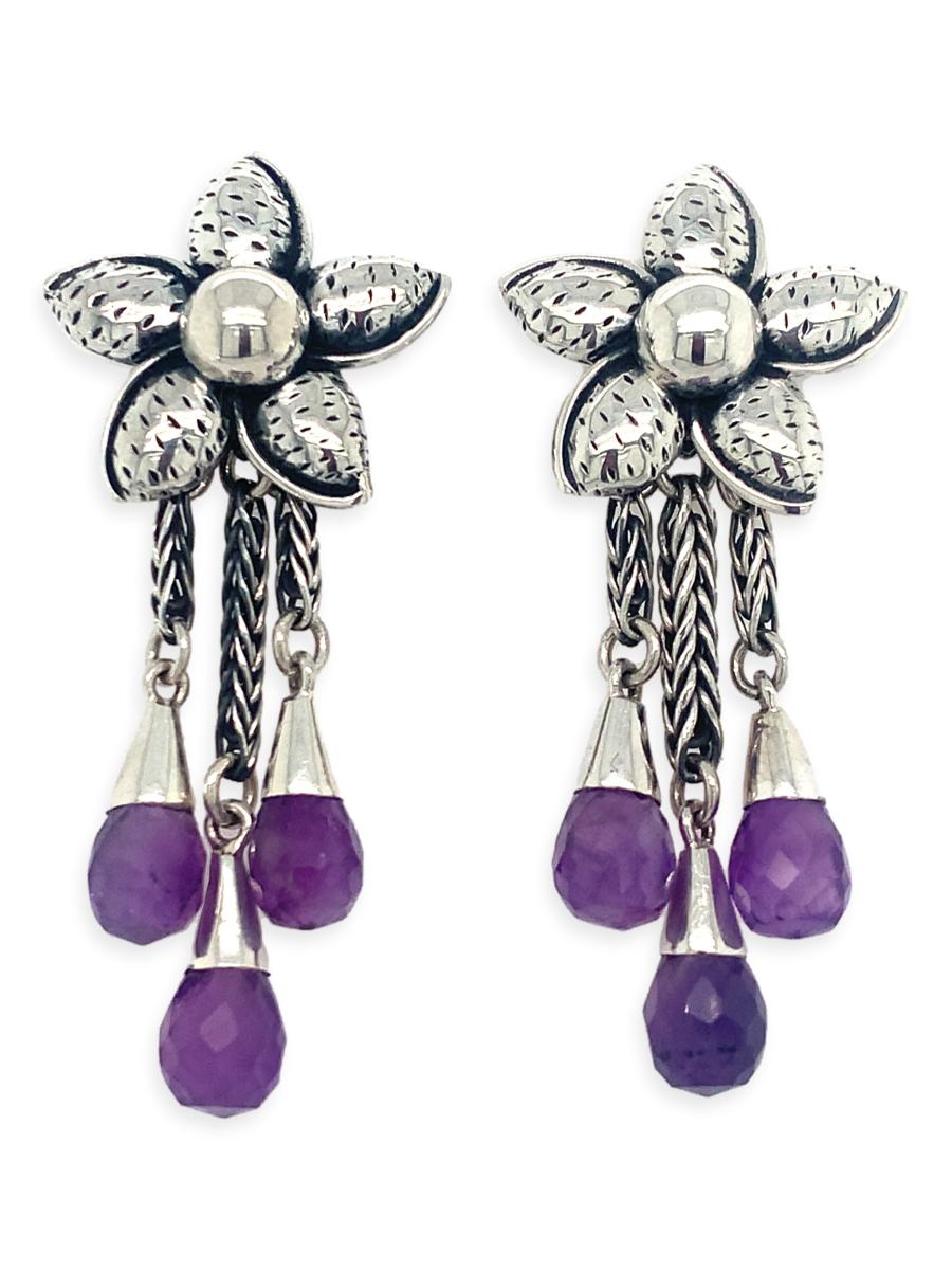 Amethyst Statement Flower Earrings