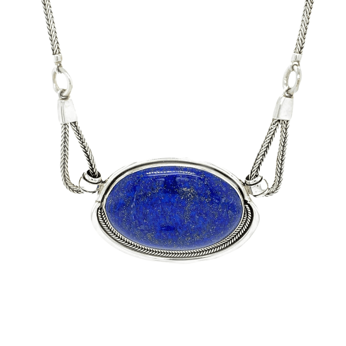 Large Lapis Lazuli Medallion & Sterling Silver Necklace - Qinti - The Peruvian Shop