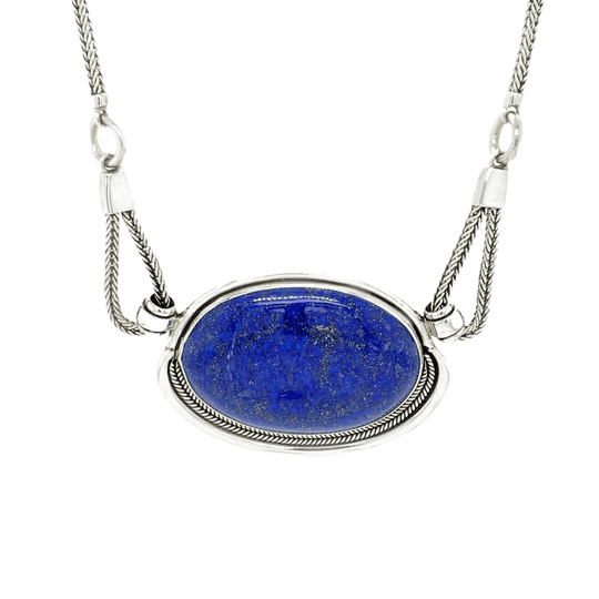 Large Lapis Lazuli Medallion & Sterling Silver Necklace - Qinti - The Peruvian Shop