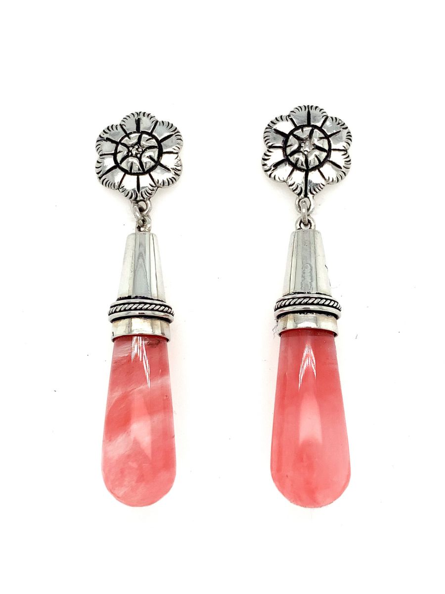 Handcrafted Sterling Silver & Cherry Quartz Drop Earrings - QINTI The Peruvian Shop