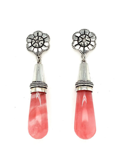 Handcrafted Sterling Silver & Cherry Quartz Drop Earrings - QINTI The Peruvian Shop